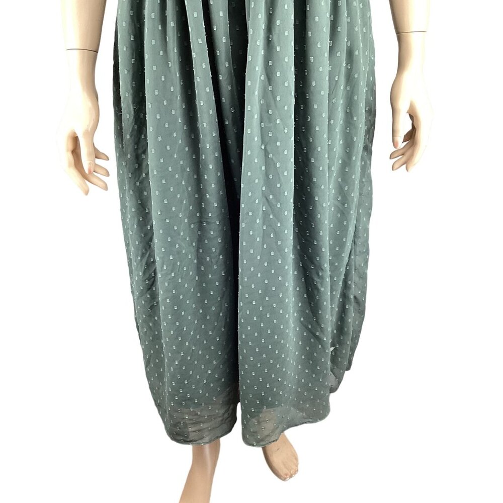 ASOS Design Green Smocked Midi Dress Size 6 Ruffle Trim & Puff Sleeves‎ - Picture 6 of 7